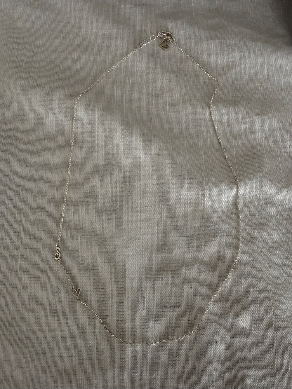 Caitlyn Minimalist Silver S initial with heart  Necklace -  16”-18”